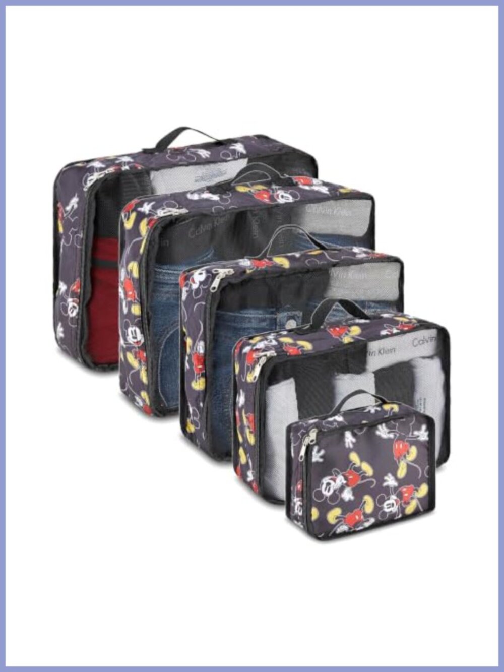 Disney 5-Piece Compression Packing Cubes Travel Luggage Organizer Set Mesh